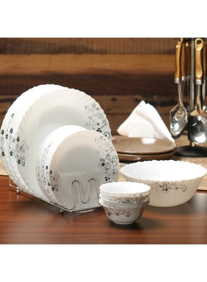 LaOpala Classic 20 Pcs Dinner Set Mystrio Black – Opalware Plates & Bowls | Lightweight, Microwave & Dishwasher Safe Tableware Set - Image 3