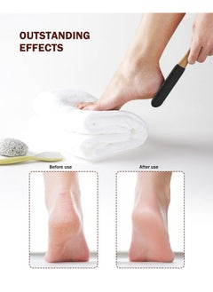 BEZOX Foot Pumice Stone Pedicure File(1 Pcs) Wooden Handle Foot File Callus Remover For Smoother Feet And Hands Foot Scrubber Heel Sander And Dead Skin Scraper Black  - Image 2