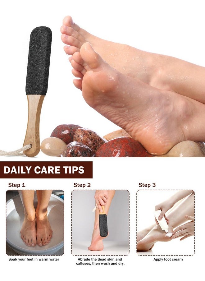 BEZOX - Foot Pumice Stone Pedicure File(1 Pcs) Wooden Handle Foot File Callus Remover For Smoother Feet And Hands Foot Scrubber Heel Sander And Dead Skin Scraper Black - Image 1
