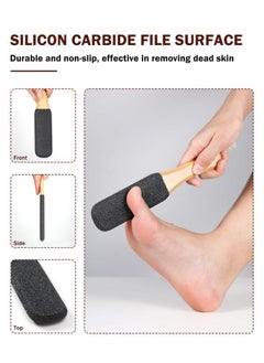 BEZOX Foot Pumice Stone Pedicure File(1 Pcs) Wooden Handle Foot File Callus Remover For Smoother Feet And Hands Foot Scrubber Heel Sander And Dead Skin Scraper Black  - Image 4
