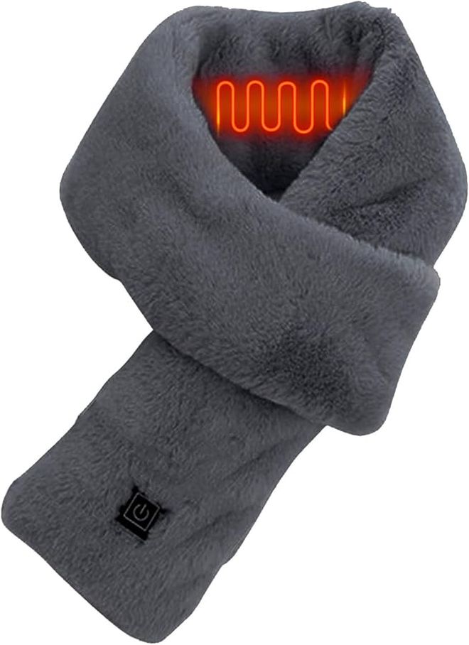 USB Heated Scarf Gray 3 Speed Settings Electric Neck Warmer - Image 1