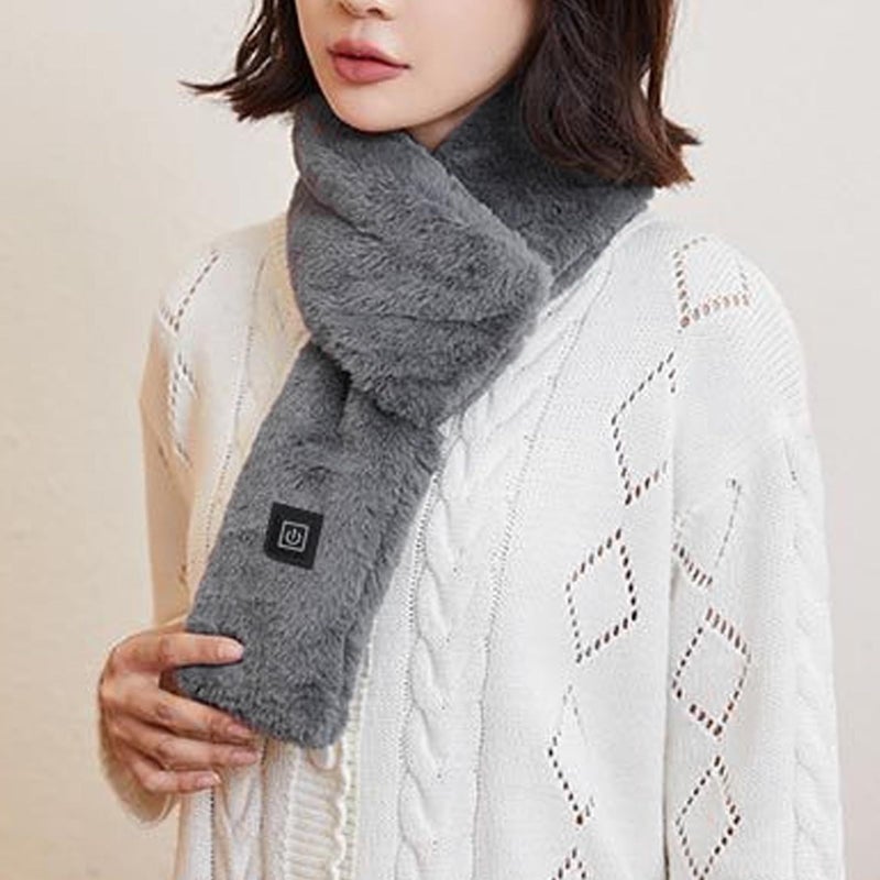 USB Heated Scarf Gray 3 Speed Settings Electric Neck Warmer - Image 3