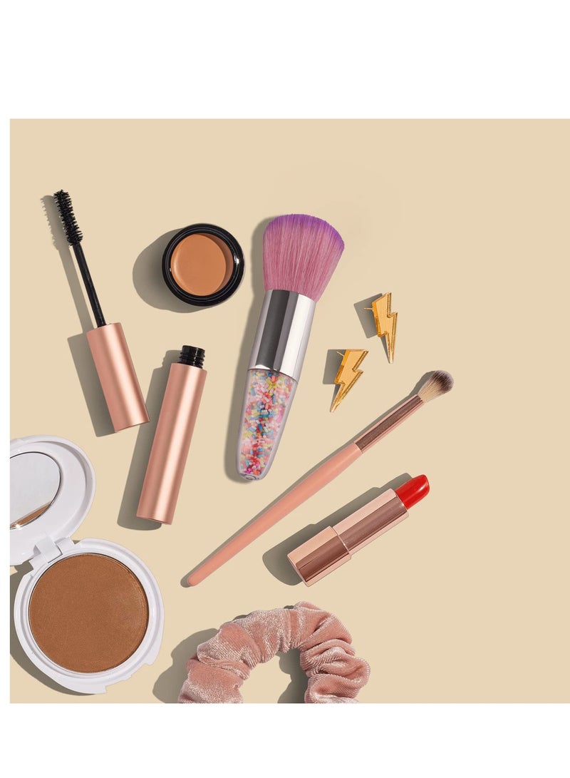 Excefore 4 Pcs Powder Remover Brush, Large Powder Makeup with Colorful Granule Decorated Handle for Face Blush Makeup and Nails, Manicure Cleanup, Purple - Image 4