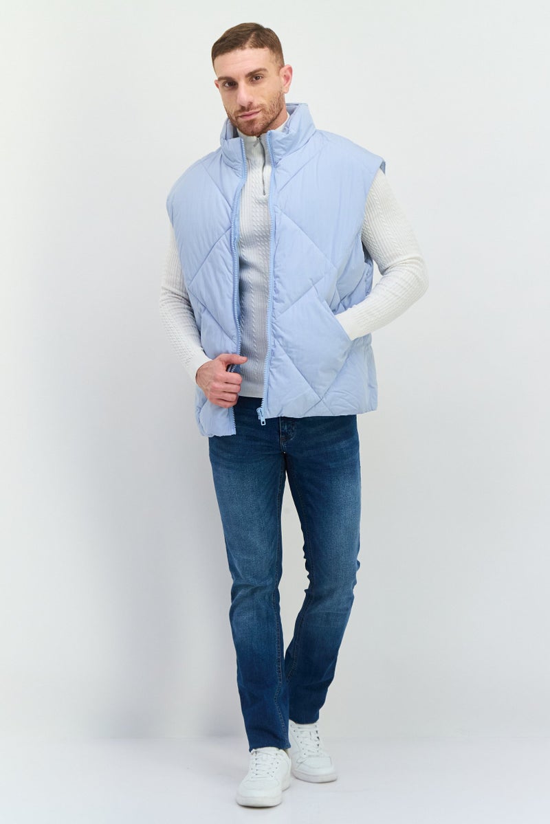 Asos Design Men Oversized Quilted Vest Jacket, Blue - Image 2
