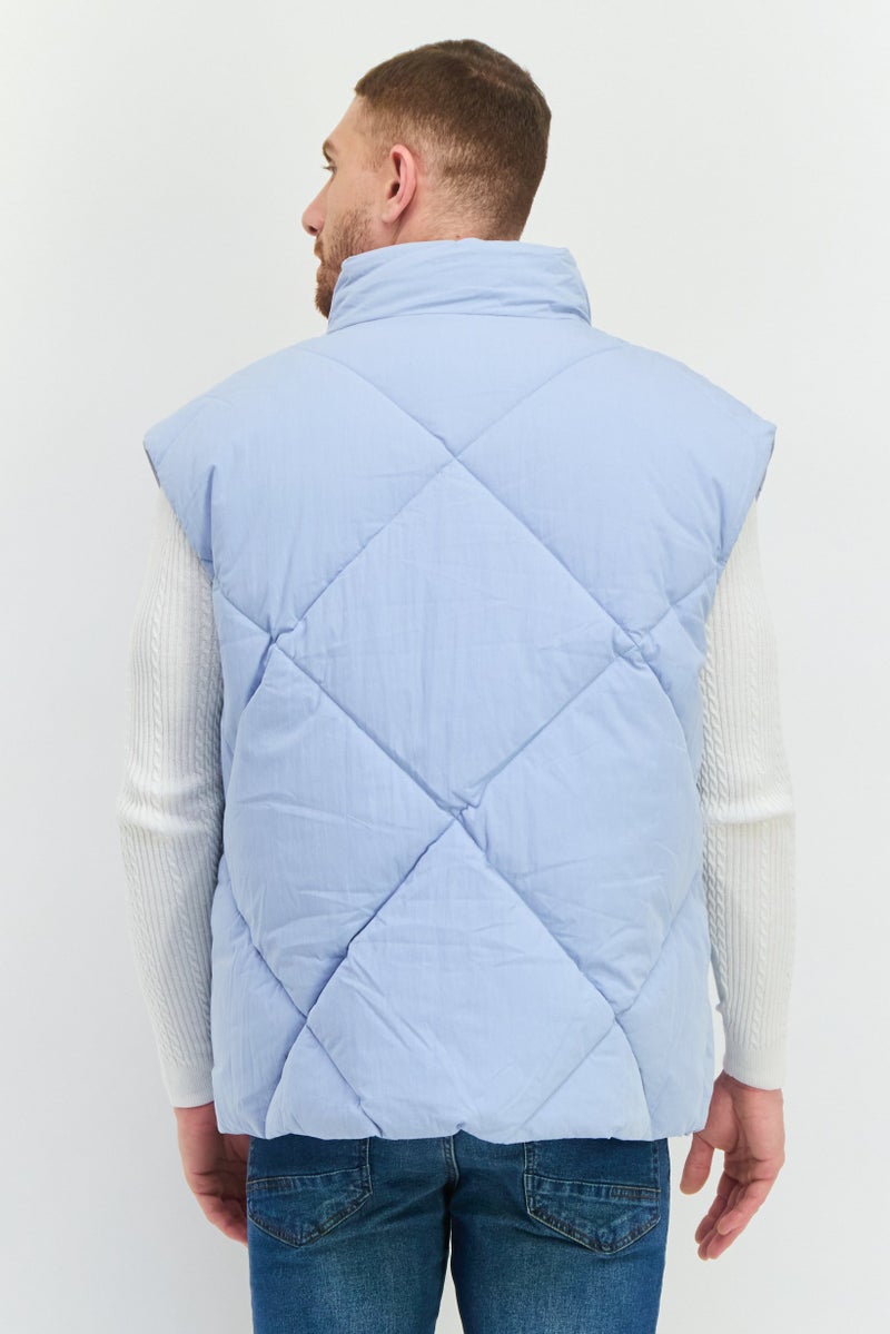 Asos Design Men Oversized Quilted Vest Jacket, Blue - Image 3