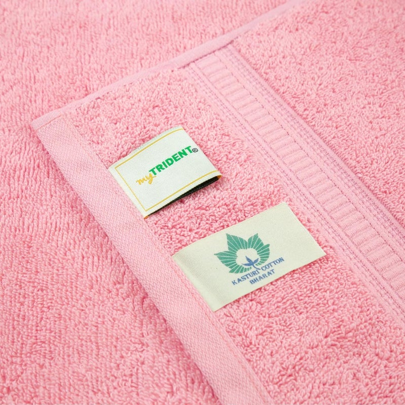 MYTRIDENT Towel Set, Classic Kasturi Collection, 100% Cotton Towel, Set of 4 (1 Bath Towel, 1 Small Bath Towel & 2 Hand Towels) Highly Absorbent Towels for Bath, 525 GSM - Victorian Pink - Image 4