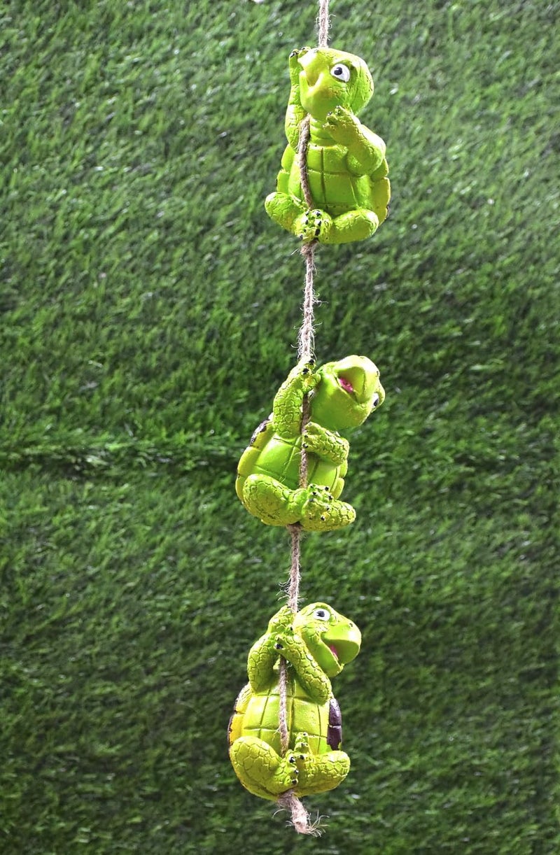 DECZO Poly-Resin Hanging Decor for Garden, Home, Gift (Hanging Green Turtle Set) - Image 1