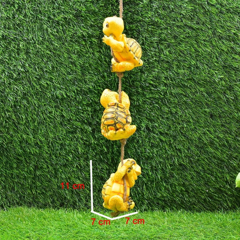 DECZO Poly-Resin Hanging Decor for Garden, Home, Gift (Hanging Green Turtle Set) - Image 5