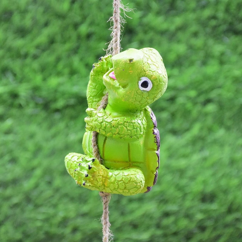 DECZO Poly-Resin Hanging Decor for Garden, Home, Gift (Hanging Green Turtle Set) - Image 3