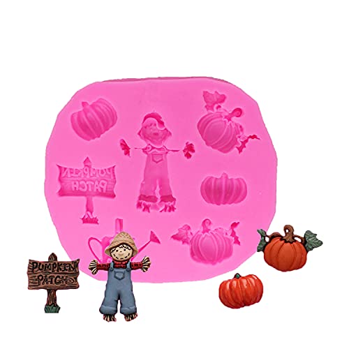 Angel Wings Pumpkin Scarecrow Boy Shape Silicone Molds for Halloween Cake Decorating Tools DIY Chocolate Candy Cookies Biscuits Gum Fondant Pudding Cupcake Baking Mold, Polymer Clay Molds - Image 1
