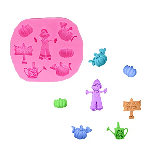 Angel Wings Pumpkin Scarecrow Boy Shape Silicone Molds for Halloween Cake Decorating Tools DIY Chocolate Candy Cookies Biscuits Gum Fondant Pudding Cupcake Baking Mold, Polymer Clay Molds - Image 3