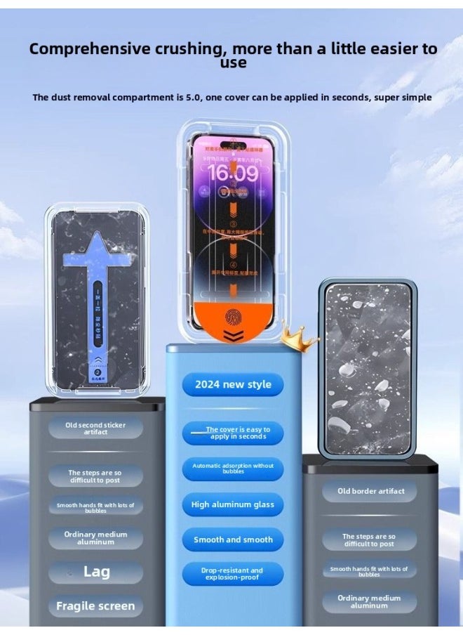 Generic - For Iphone 13 Tempered Film For Iphone15promax Anti-peep 15pro Mobile Phone Film 14 Dustless XR-Colour:[fully Automatic Second-sticker Dust-free Warehouse★Blu-ray 2 Pieces] Automatic Dust Removal★One Pull And Second Post-Size:For Iphone 12 Pro Max - Image 1
