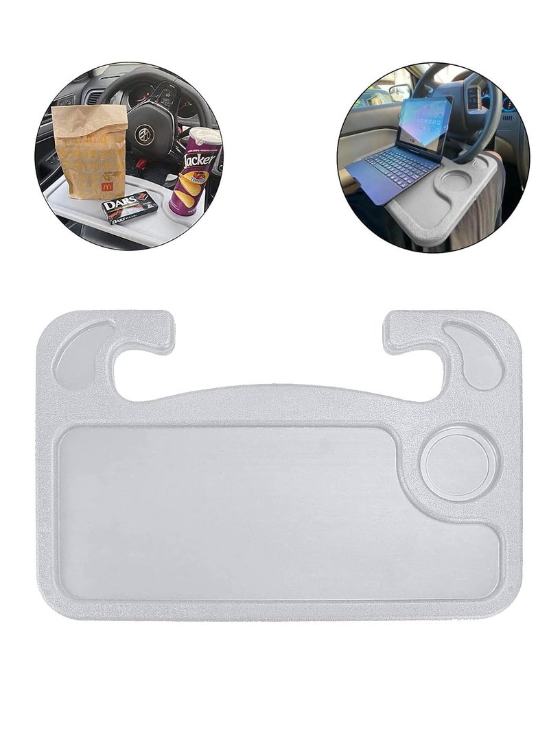 Bukela 2 in 1 Car Steering Wheel Tray / Back Seat Headrest Tray for Eating Food Drink and Writing Laptop Work Gray Car Desk Table - Image 1