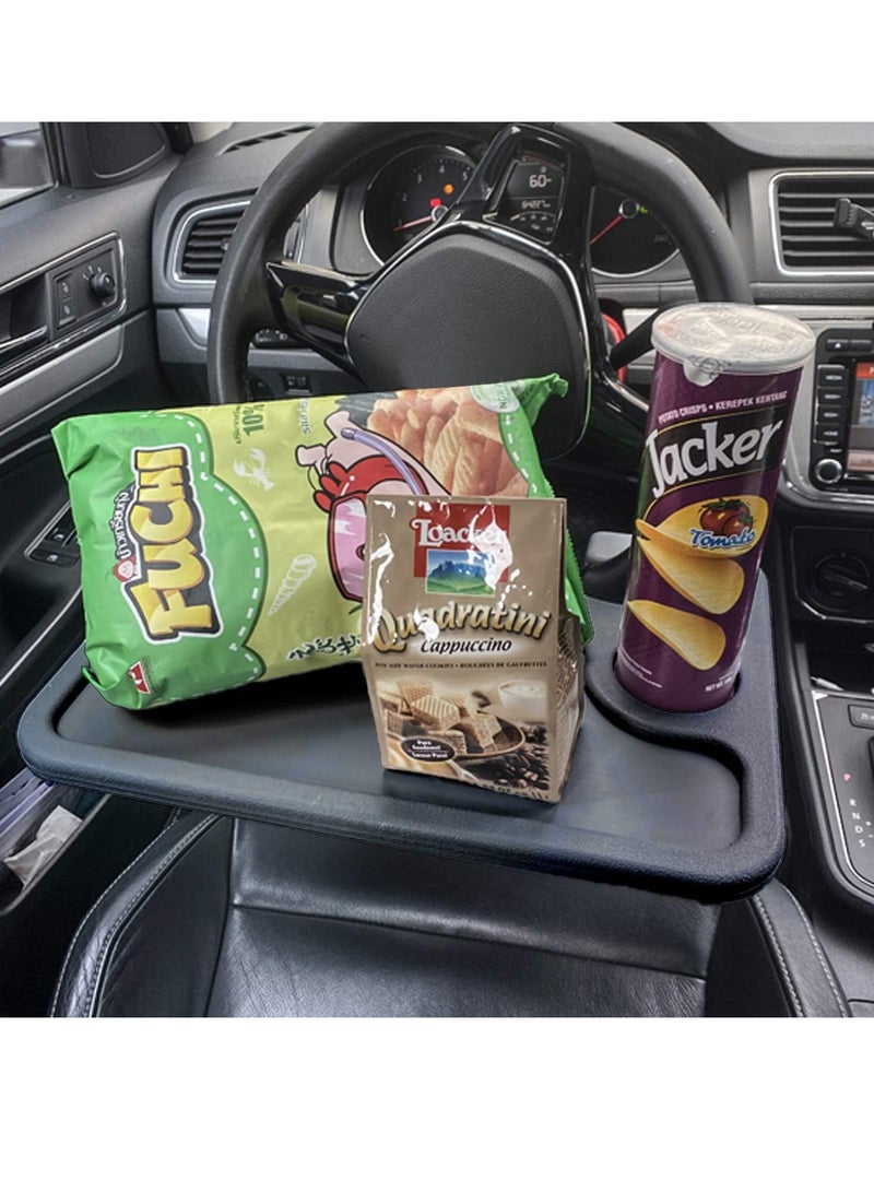 Bukela 2 in 1 Car Steering Wheel Tray / Back Seat Headrest Tray for Eating Food Drink and Writing Laptop Work Gray Car Desk Table - Image 2