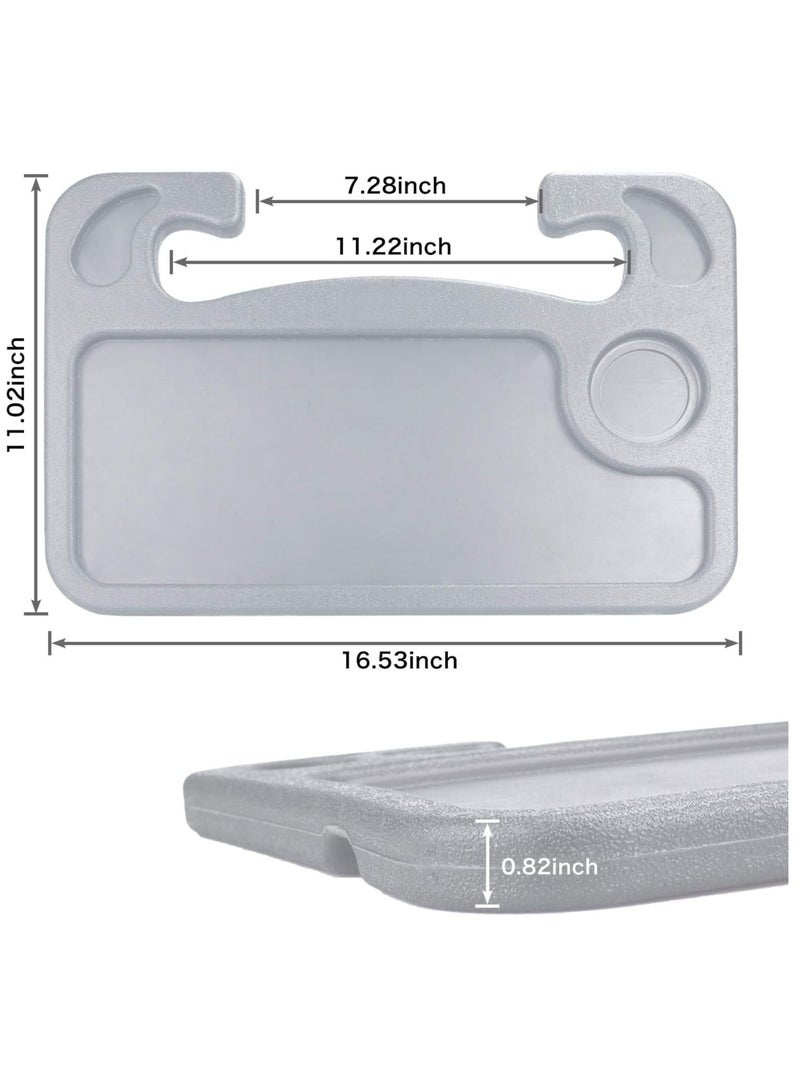 Bukela 2 in 1 Car Steering Wheel Tray / Back Seat Headrest Tray for Eating Food Drink and Writing Laptop Work Gray Car Desk Table - Image 3