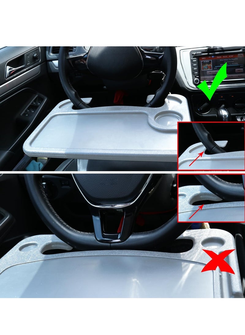 Bukela 2 in 1 Car Steering Wheel Tray / Back Seat Headrest Tray for Eating Food Drink and Writing Laptop Work Gray Car Desk Table - Image 4