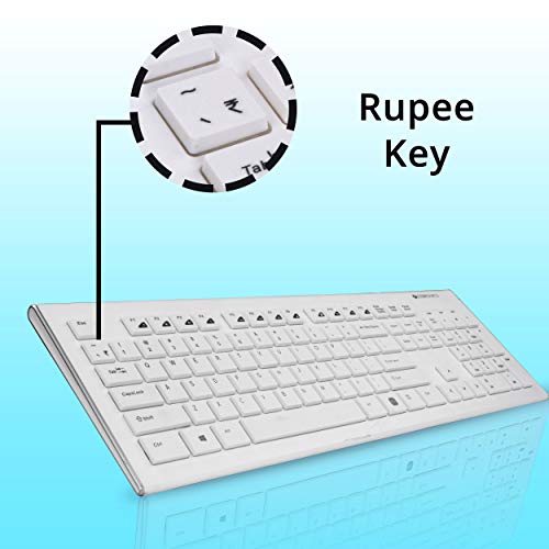 ZEBRONICS Zeb-DLK01 Wired USB Multimedia Keyboard with 104 UV Coated Keys, Rupee Key, 12 Hot Keys(White) - Image 4