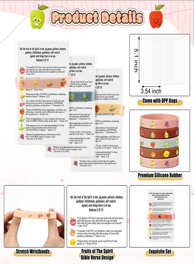 Landical 75 Sets Christmas Fruit of The Spirit Gifts for Adults Christian Bracelets Bulk Bible Silicone Wristband with Card Fruit of The Spirit Craft for Church Christmas Stocking Stuffer Decorations - Image 3