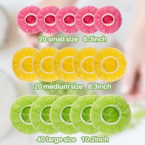 MAQIHAN 80Pcs Bowl Covers Reusable Plastic Bowl Cover Elastic Fresh Keeping Bags Wrap Reusable Plastic Stretch Elastic Food Storage Covers Sourdough Baking Bread Proofing Rising3 Sizes - Image 3