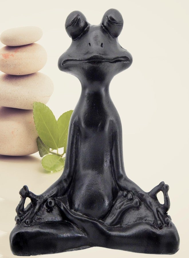 Bellaa 23101 Frog Statue Meditation Lotus Pose Yoga Zen Buddha Outdoor Garden Patio Yard Home Decor Good Luck Feng Shui Sculptures Vastu Figurine 6 Inch - Image 3