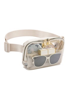 Clear Pack Belt Bag Stadium Approved for Women Men, with Adjustable Strap Water-resistant Waist bag Clear Purse, for Travel Workout Running Hiking, Beige, Fashion