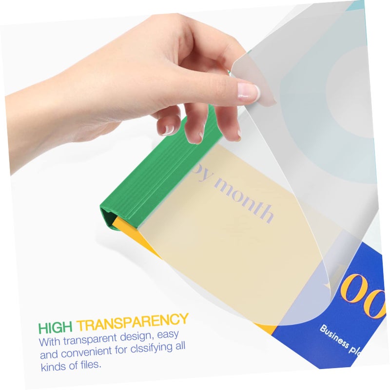 Green Transparent Plastic File Folders With Rod Report Organizers For School Office Storage - Image 5