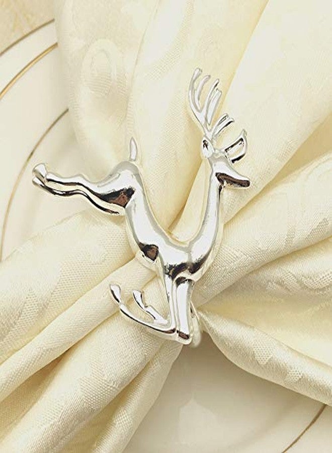 LABJULY Silver Elk Reindeer Napkin Rings Set of 12 for Holiday Dinner Spring Summer Easter New Year's Even Party Gifts Favor Table Holders (Deer Style #1 Silver, 12) - Image 3