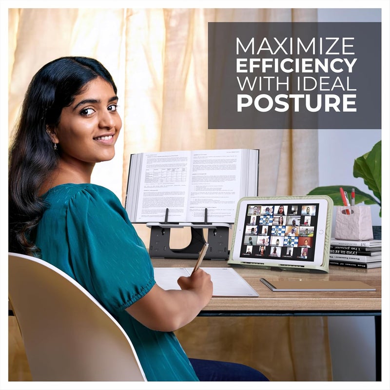EasyRead Plus Adjustable Height & Dark Grey Multi-Angle Reading Stand Combo Comfortable Study Aid for Competitive Exam Preparation – Perfect for Long Hours of Reading and Writing at Home/Study Desk - Image 3