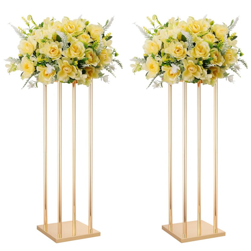 Lovecat 2 قطع من حامل الزهور المعدني الأنيق لحفلات الزفاف 236 عمود عرض الزهور الذهبية لحفل الزفاف وديكور الطاولة