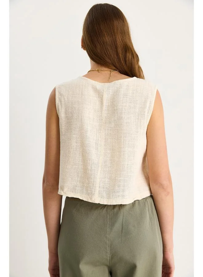 Ginger Linen Blend Relaxed Fit Top