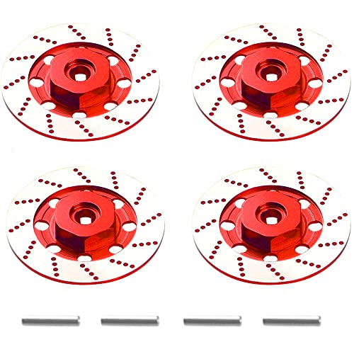 Vgoohobby 4Pack Vgoohobby Metal 12mm RC Car Hex Hub 12mm Brake Disc Wheel Hubs Adapter Spacer Compatible with Traxxas Tamiya Redcat HSP HPI 1/10 On-Road Car (Red) - Image 1