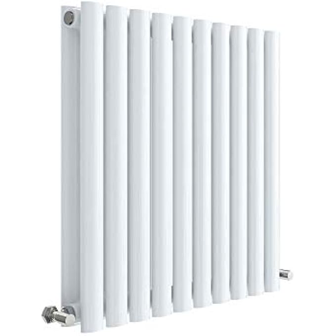 HL338D REVIVE MODERN HOME WALL MOUNT DESIGNER HORIZONTAL DOUBLE PANEL RADIATOR, 600MM X 586MM X 78MM, HIGH GLOSS WHITE - Image 1