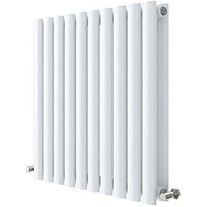 HL338D REVIVE MODERN HOME WALL MOUNT DESIGNER HORIZONTAL DOUBLE PANEL RADIATOR, 600MM X 586MM X 78MM, HIGH GLOSS WHITE - Image 3