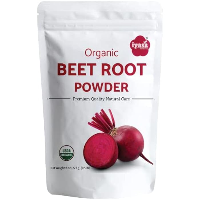 Iyasa Holistics Iyasa Organic Beet Root Powder, Plant Based, Vegan, Gluten-Free, Beetroot Superfood for Baking and Cooking 8 oz 223 gm - Image 1