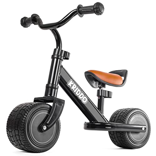 KRIDDO 12 Year Old Balance Bike Mini Cruiser for First Birthday Black - Image 1