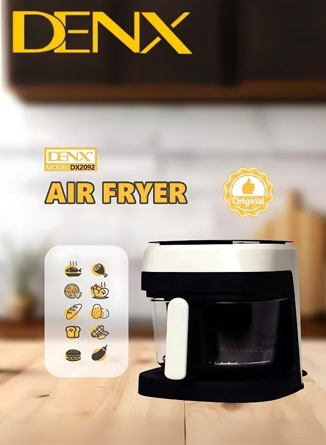 Denx Air Fryer for Healthy Frying, Grilling, Baking, and Roasting, 6-Liter Capacity, 2400 Watts, White/Black - Image 5