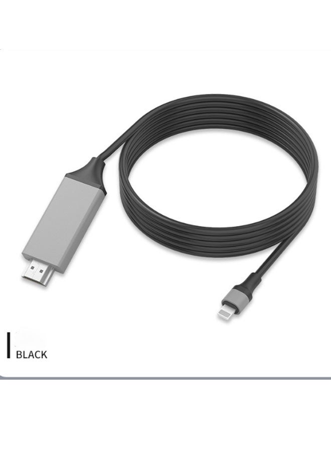CF 2-meter cable length - suitable for Lightning interface devices to HDMI screen cable, lightning to HDMI high-definition data transmission cable without power supply (black and gray) - Image 1