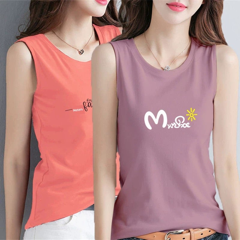 100% pure cotton vest for women's summer outerwear 2025 plus size loose breathable morning run sleeveless versatile undershirt for women - Image 3
