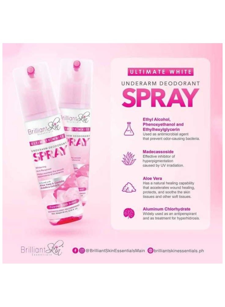 Brilliant Skin سبراي مزيل العرق الأبيض النهائي تحت الإبط 60 مل - Image 2