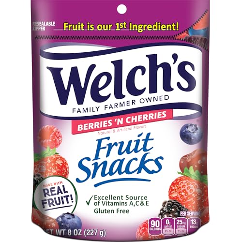 Welch's Fruit Snacks, Berries 'N Cherries, Perfect for Sharing, Bulk Bag, 8 oz (Pack of 1) - Image 1
