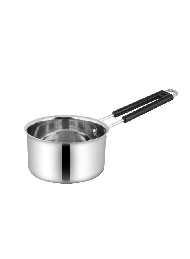 ايست من نون Stainless Steel Sauce/Tea Pan with Rubber padded Handle, 18 cm/ 2.3 Litre, Silver | Induction Safe | Flame Safe | Hot Plate Safe | Dishwahser Safe - Image 1
