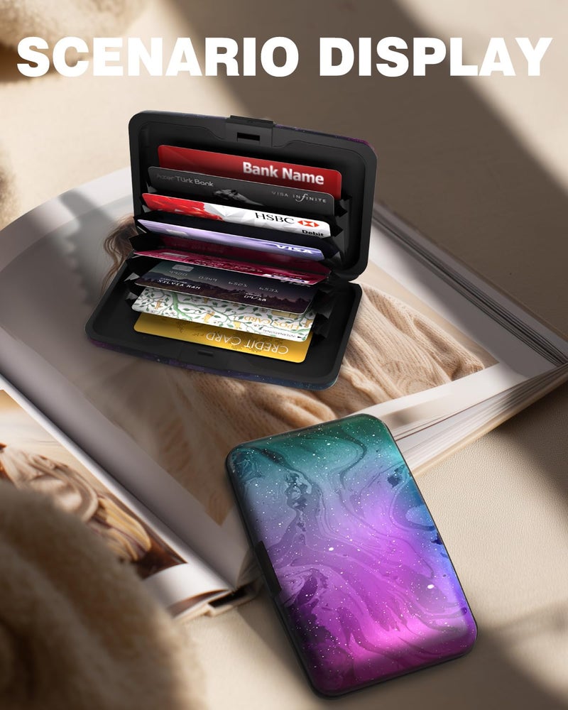 Maicican Credit Card Holder, Mini RFID Blocking Aluminum Wallet Slim Metal Hard Case Travel Wallet ID Case for Women and Men, 4.3 x 2.9 Inches (Purple Marble) - Image 5