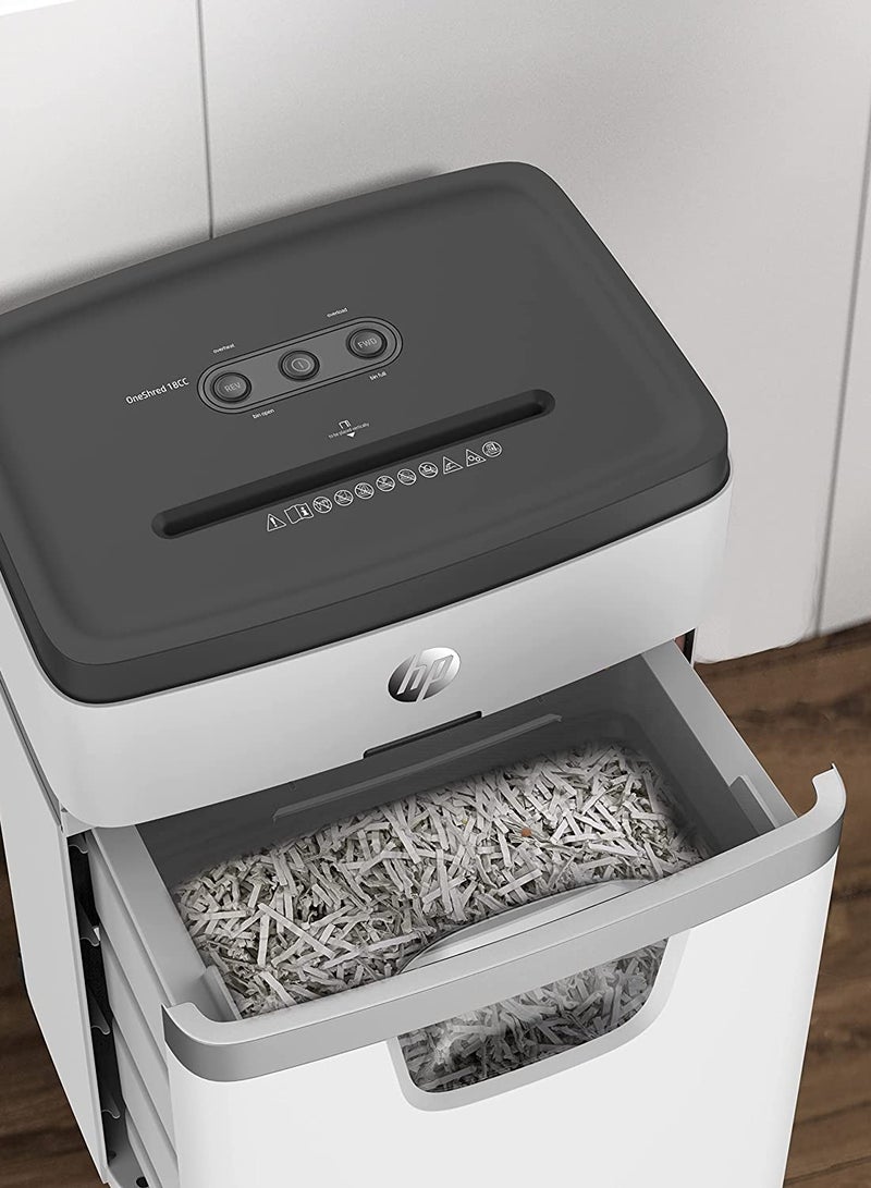 HP OneShred 18CC Shredder, Security Level P-4, Cross Cut, 18 Sheets, OLSR2805 WHITE - Image 5