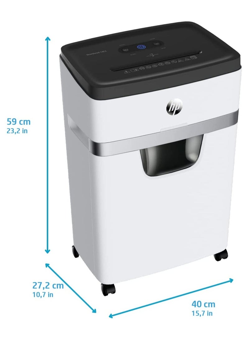 HP OneShred 18CC Shredder, Security Level P-4, Cross Cut, 18 Sheets, OLSR2805 WHITE - Image 2