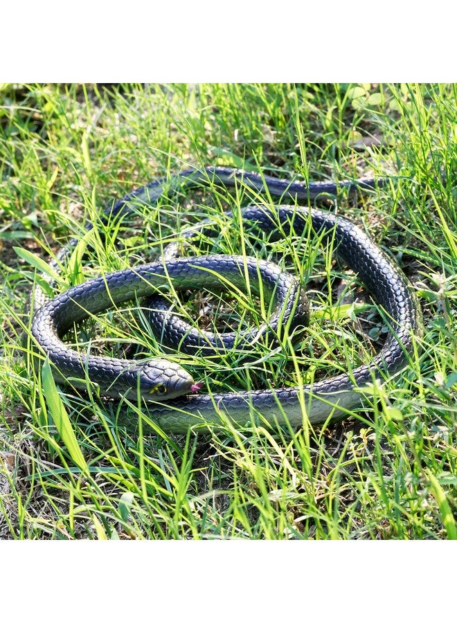3 Pieces Large Realistic Rubber Snakes, Halloween Scary Toy Fake Black Mamba Snake For Garden Props To Scare Birds, Pranks, Halloween Party Decoration (2 Sizes, 47 Inch, 31.5 Inch)…