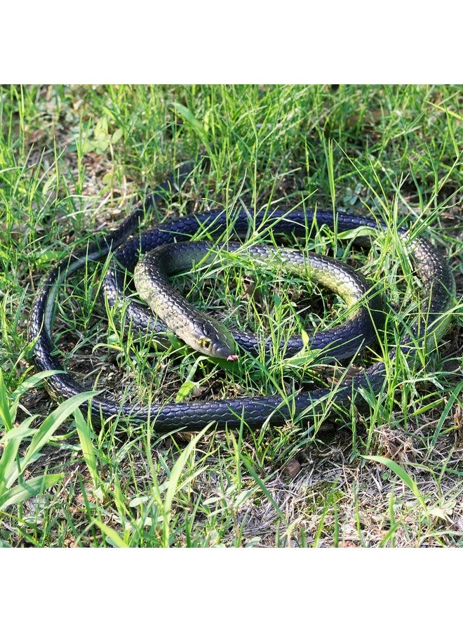 3 Pieces Large Realistic Rubber Snakes, Halloween Scary Toy Fake Black Mamba Snake For Garden Props To Scare Birds, Pranks, Halloween Party Decoration (2 Sizes, 47 Inch, 31.5 Inch)…