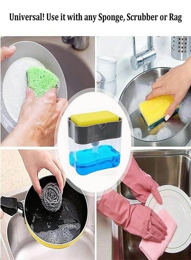 Mobhada 2 in 1 Liquid Soap Dispenser Pump with Sponge Holder Caddy Accessories for Home Bathroom Kitchen Sink Dishwasher Material Plastic (Multi Color) - Image 3