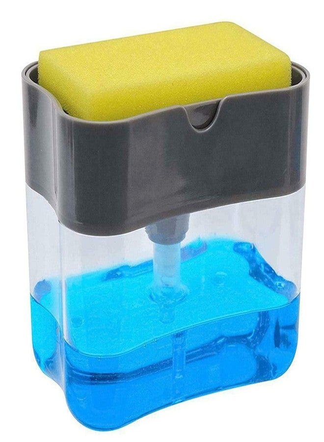 Mobhada 2 in 1 Liquid Soap Dispenser Pump with Sponge Holder Caddy Accessories for Home Bathroom Kitchen Sink Dishwasher Material Plastic (Multi Color) - Image 1