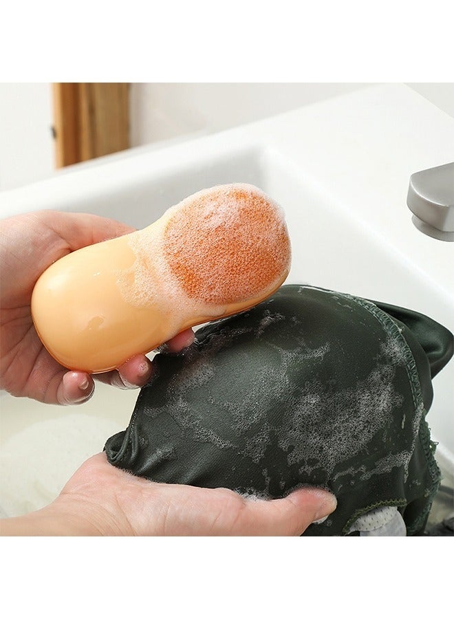 فرشاة غسيل من السيليكون، فرشاة تنظيف مزدوجة الاستخدام، فرشاة تنظيف منزلية بمقبض مطاطي مريح وشعيرات مرنة وصلبة (برتقالي) - Image 4