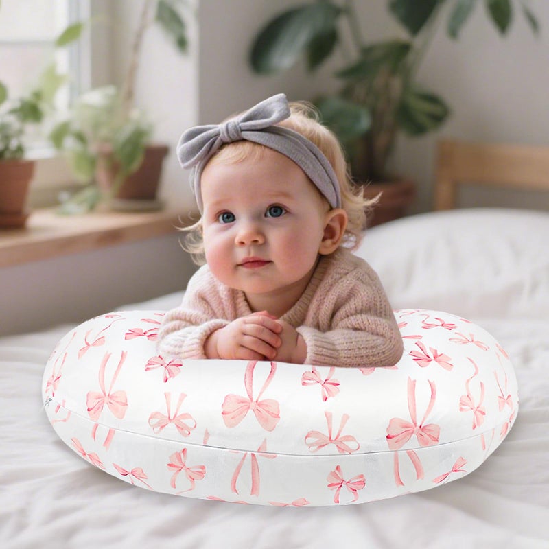 DAYEEBALL Nursing Pillow Cover, Removable Nursing Covers for Breastfeeding Pillows, Stretchy and Soft Fit for Baby Girls Boys Newborn, Pink Bow(Only Cover) - Image 2